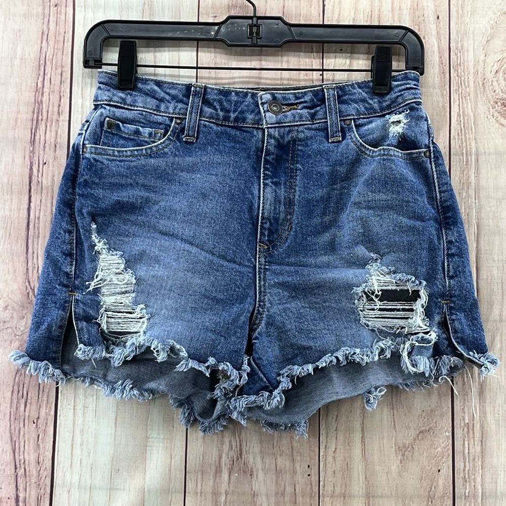 Guess Jeans Shorts Women's Sz 26 Blue Cut Off Frayed Distressed Grunge 90s Style